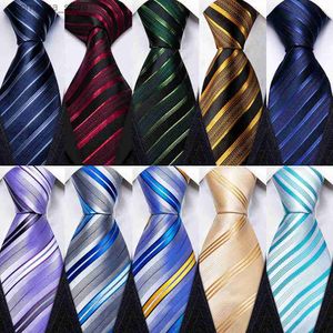 Cravates Cravates Cravates Cravates pour Hommes Mouchoir Boutons De Manchette Bleu Rouge Noir Or Vert Violet Blanc Rayé Mariage Business Party Cravate Ensemble BarryWang Y240325