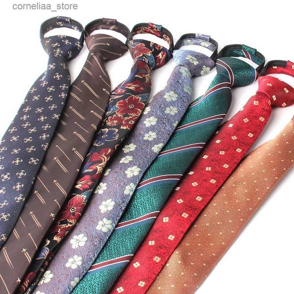 Corbatas para el cuello Corbatas con cremallera Corbata para el novio para el banquete de boda Niños Corbata a rayas Lazy Easy Corbata para hombres Mujeres Ropa para el cuello Corbata para padrinos de boda Gravata Y240325