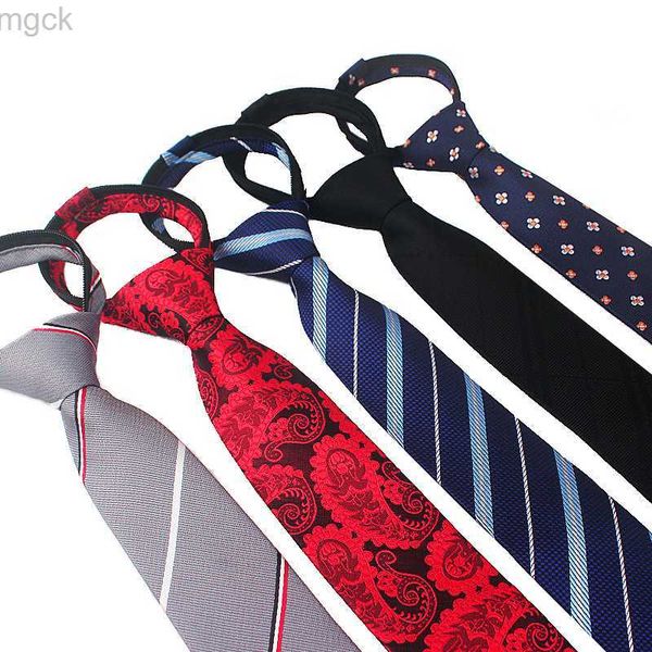Corbatas Nuevo 6 cm 8 cm Corbata de hombre Paisley Corbatas delgadas delgadas Jacquard Corbata con cremallera Fácil de tirar corbata de diseñador regalos de fiesta de boda para hombres