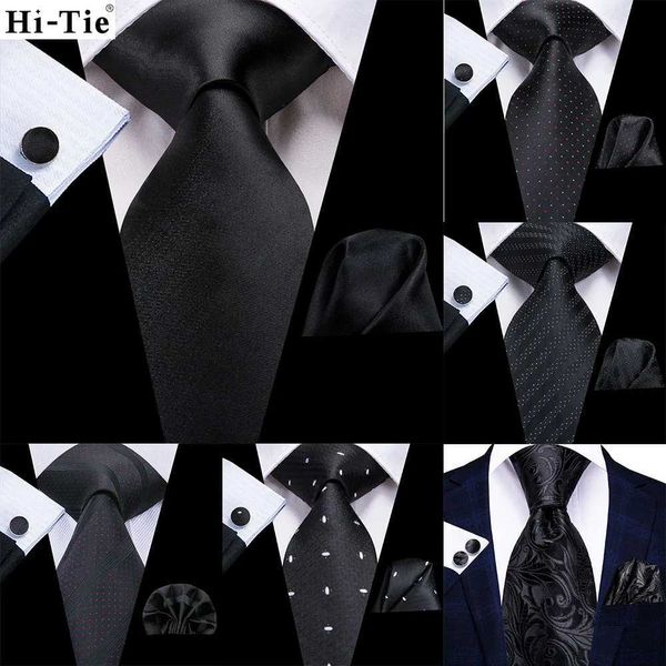 Coules de cou Nouveau design Black Solid Stripe 2022 Nouvelle marque de mode pour hommes Mentime de mariage Tie à main le coussin à la main Gift Wholesale Hi Tiec240410