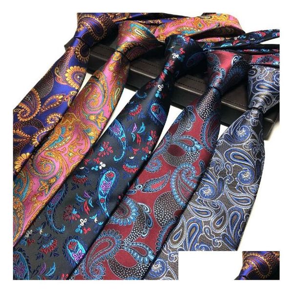 NECLO CASTES Nuevo dise￱o Tie Men Elegant Floral Paisley Cartadas 145x8x3.8cm Classic Business Casual Wedded Drop entrega Dh8b9