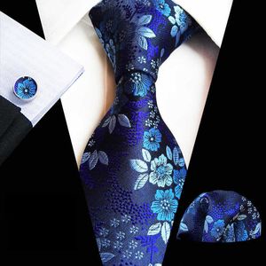 Cravates Nouvelle Mode Cravate 8 cm Soie Hommes De Luxe Floral Cravate Poche Carré Boutons De Manchette Marron Jucquard Cravate Costume Hommes D'affaires De Noce J230227