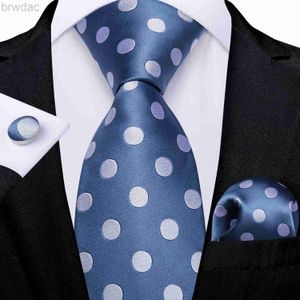 Coules de cou NOUVEAU MODE BLANC PORT BLUE Tie en soie set pour hommes Party Pocket Square Men Men Neccure Accessoires Cravat Gift For Men Dibangu 240407