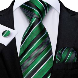 Coules de cou Nouvelles cravates formelles classiques 100% en soie verte de bande coule