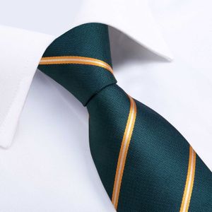Nekbanden nieuwe groen goud gestreepte zijden zijden banden 8 cm zakelijk bruiloft feest stropdas pocket square manchetjes mannen cadeau gravatas dibangu