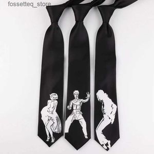 Cravates de cou Livraison gratuite nouveau mâle hommes personnalité originale cravate étudiant coréen décontracté amusant Graffiti cravate Mike Jackson Bruce Lee Monroe L240313
