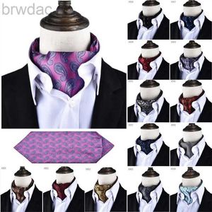 Coules de cou New Paisley Floral Bleu Ascot Tie Men Cravat Colné Câle Cravat Coup Tie Mariage Ascot Écharpe Cravat Robe formelle Corbatas 240407