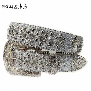 NOWISBB Argenté Ceintures Pour Femmes Hommes Y2K Bracelet En Cuir Cristal Clouté Western Cowgirl Cowboy Diamant Bling Ceinture 230718