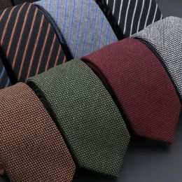 Cravates de cou originales de haute qualité en coton solide à la main en laine pour hommes cravate rayée col étroit Slim cachemire accessoires de cravate décontractés 231216