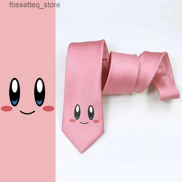 Nom du produit jeu de dessin animé personnage star cabi cravate rose anime dessin animé jeu nintendo entourant cravate mignonne hommes et femmes a L240313