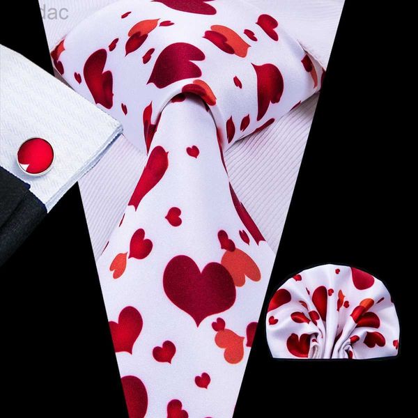 Coules de cou Rouge Coeur rouge White Silk Wedding For Men Handky Coughtolk Gift Mens Coldie Fashion Designer Business Party Dropshiping Hi-Tie 240407