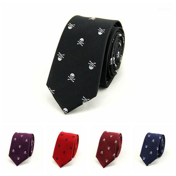 Corbatas de cuello Sitonjwly 6 cm calavera para hombres clásico poliéster impreso corbata boda negocios hombre Casual Gravatas Slim Tie Custom Logo1