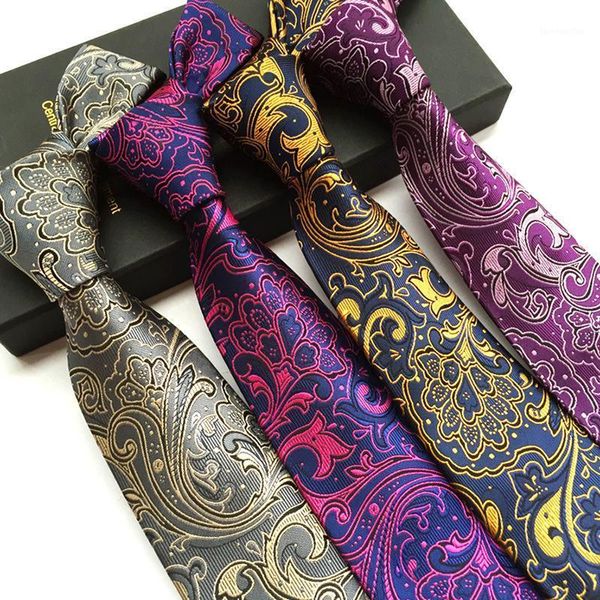 Corbatas de cuello Sitonjwly 8 cm Poliéster Jacquard Corbatas para hombres Corbata Classic Paisley Floral Negocio Boda Corbata Logotipo personalizado1