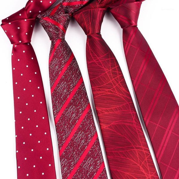 Corbatas de cuello Sitonjwly 8 cm Corbata roja Hombres Negocios Boda Fiesta Corbata Casual Gravatas Paisley Collar Camisa Accesorios Logotipo personalizado1