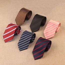 Cravates Sitonjwly Polyester pour hommes robe de soirée de mariage rayé Gravatas Slim cravate chemise accessoires logo personnalisé1