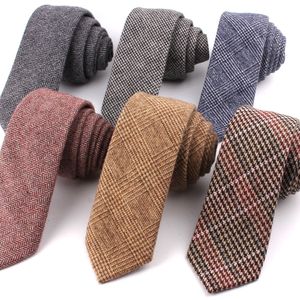 Corbatas de cuello Lana flaca para hombres Mujeres Corbata de boda Novio Lana Boy Girls Slim Plaid Corbata Gravata Regalos Necktis 230824