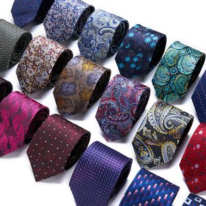 Nek Ties Style Fashion Men's Tie 7,5 cm Blue Ntring Toets Green Oranje Silk Gravatas voor mannen Paisley Floral Fit Wedding Workplace Slim 230811