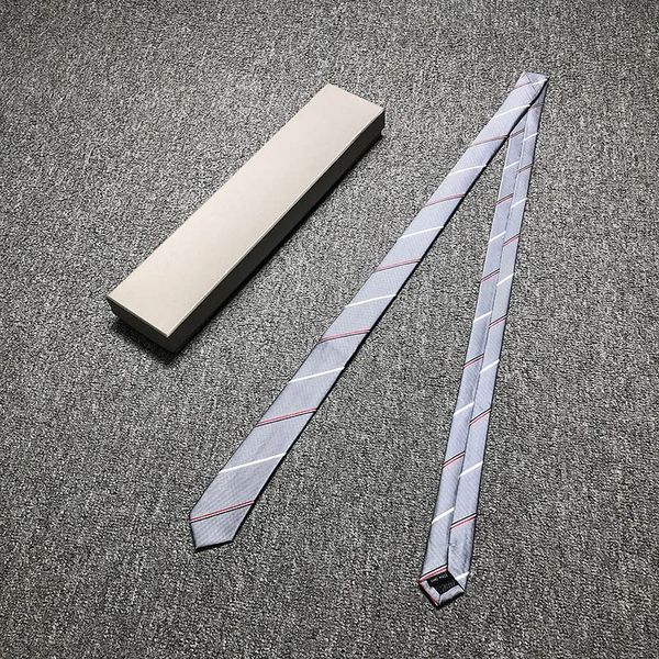Cravates TB THOM Tie est Style vacances présent cravate classique rayé Design cravate homme gris accessoires de mariage bureau cravate cravate 231013