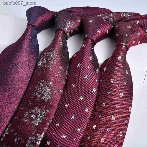 Corbata de la corbata para hombre Vestido formal del vino Red Bridegroom Wedding Jacquard Tie Hand 8cm Carrera administrativa Nuevo estiloq