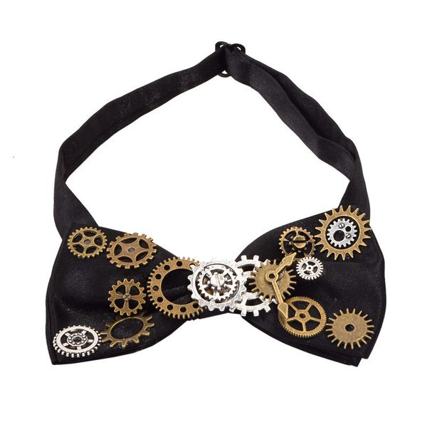 Corbatas para el cuello Unisex Steampunk Bow Tie Gear Corbata Gothic Punk Vintage Cravate Black Neckwear Accesorio 230519