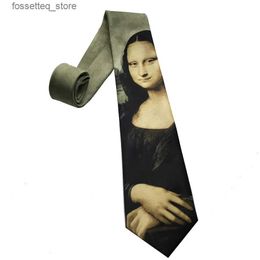 Cravates Vintage Mona Lisa cravate douce 9 cm classique motif de peinture à l'huile musique cravate tissée cravates pour les meilleurs hommes mariage Ascot livraison directe L240313