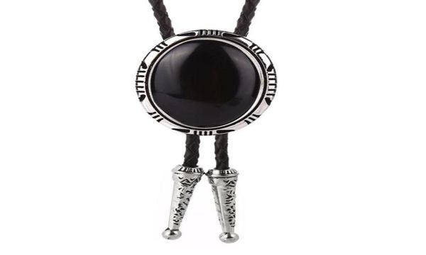 Coules de cou Western Cowboy Bolo Tie Natural Agate Stone Collier en cuir Collier Corde Ladies Show Costume Accessoires Banquet d'anniversaire202O302H9469068