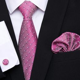 Cravates en gros 160 styles de haute qualité en soie de mode violet rose hommes cravate Hanky boutons de manchette ensemble pour hommes fête de mariage groupe d'affaires 231128