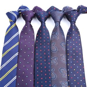 Cravates de cou en gros maigre 6cm hommes cravate polyester soie pour homme rayé points Paisley Jacquard Ascot Business Party Accssories 231019