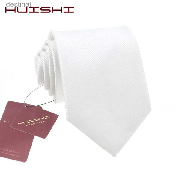 Cravates en gros costume blanc cravate hommes imperméable Polyester matériel cadeau de mariage cravate mâle couleur unie formelle cravate accessoiresL231017