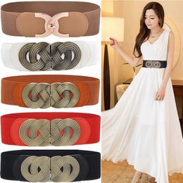 Cravates au cou large taille élastique ceinture dames rétro mode Cinch extensible élégant en cuir PU robe ceinture pour les femmes 230718