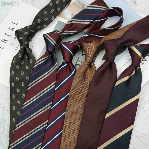 Vínculos para el cuello Vino Rojo Cafeteo Color Geometry Patrón de geometría a rayas 8 cm Tada de poliéster para el hombre traje de boda de la boda Corbalo 240407