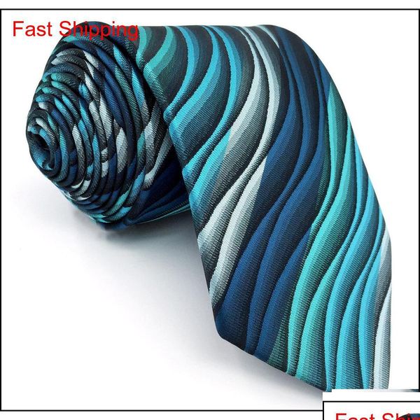 Cravates Y23 Turquoise Mticolor Ondulation Abstraite Classique Soie Extra Longue Taille Hommes Cravate Cravate Fjbg9 Drop Delivery 2022 Mode Acce Oto0D
