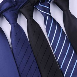 Coules de cou Zipper Tie Mens Business Blue Red Black Student Mariage professionnel Mariage Corée Version coréenne Lazy Man Q240410