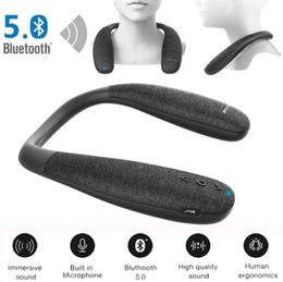 Tour de cou Bluetooth 50 haut-parleurs sans fil portable, son stéréo 3D, basse portable, micro intégré avec microphone8609005