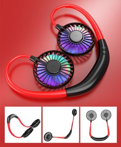 Neckband Mini Hals Fan USB Cooling LED voor Camping Sport Toerisme Zomerkoeler Fans met Aromatherapy Health Care Verlicht vermoeidheid