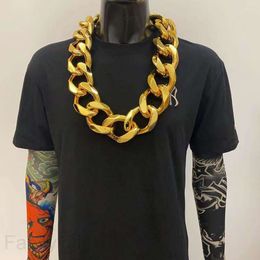 Collier Hip Hop en acrylique épais et doré pour hommes, chaîne 18K, mode Halloween, tous les bijoux de carnaval, accessoires en plastique grand Li