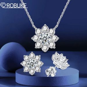 Collier 100% 925 Collier en argent sterling Boucle d'oreille pour les femmes 2cttw réalité Moisanite Diamond Sunflower Pendant Pendante Chaîne de cou Fine bijoux gra