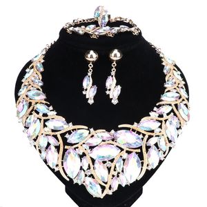 Collar 10 Color Luxury Multicolor Crystal Collar Pendientes Joyas Joyas Accesorios de boda de fiesta