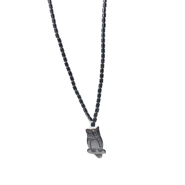 Collier 2021 Collier d'hématite magnétique Perles de pierre naturelle bijoux pour hommes femmes hibou