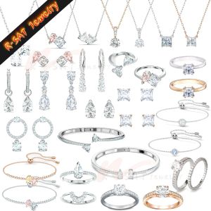 Collier 2024 nouvelles tendances ensembles de bijoux de mariée originaux attirer l'âme cristal rose boucle d'oreille Bracelet bague pour les femmes avec