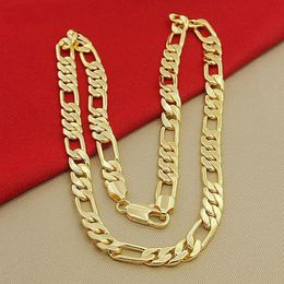 Ketting 24k gele goudkleur Figaro -ketting voor mannelijke luxe hoogwaardige sieraden heren 10 mm 22 '' 55 cm