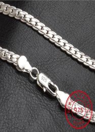 Collier 5 mm 50 cm hommes bijoux entièrement nouvelle mode 925 Silver Sterling Big Long Long Tendy Male Full Side Chain pour Pendant1147260