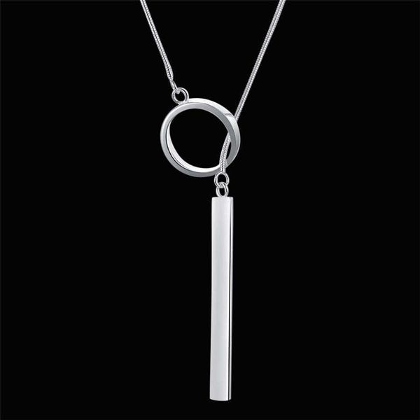 Collier en argent 925 pour femmes, bijoux de mariage, 18 pouces, pendentif rond créatif, cadeaux de noël à la mode