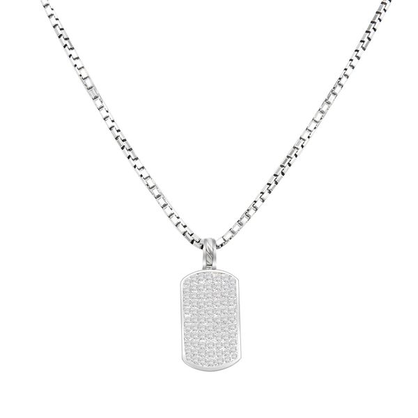 Collier en argent 925 pour hommes, bijoux pavés de diamants noirs et blancs, étiquette de chien, colliers Design, pendentif, cadeau de noël