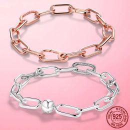 Collier 925 Silver Original Gold Color Me Bracelet Me Lobster fermoir chaîne Link Femme Bracelet pour femmes bijoux Gift Pulseira