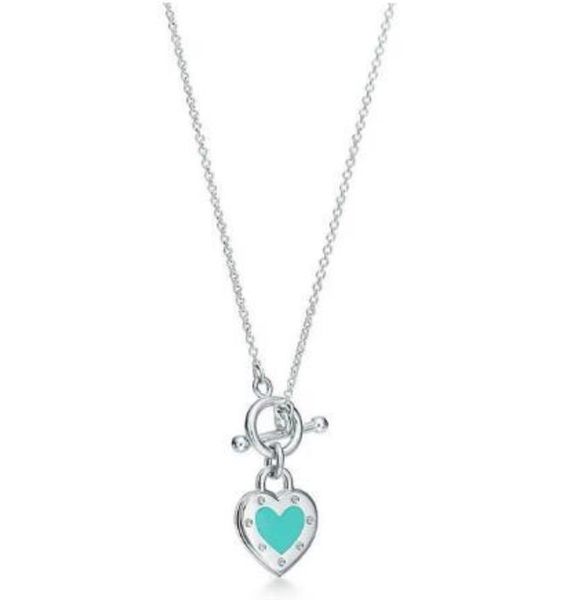 collier 925 argent pendentif colliers bijoux féminins artisanat exquis logo officiel classique bleu coeur et Co Designer de luxe Tiffanyisms Bracelet