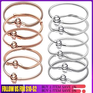 Collier 925 Sterling Silver Bangle Charms Rose Gold Concentric Bracelet Clasm Snake Snake Basic Basic Basic Basic