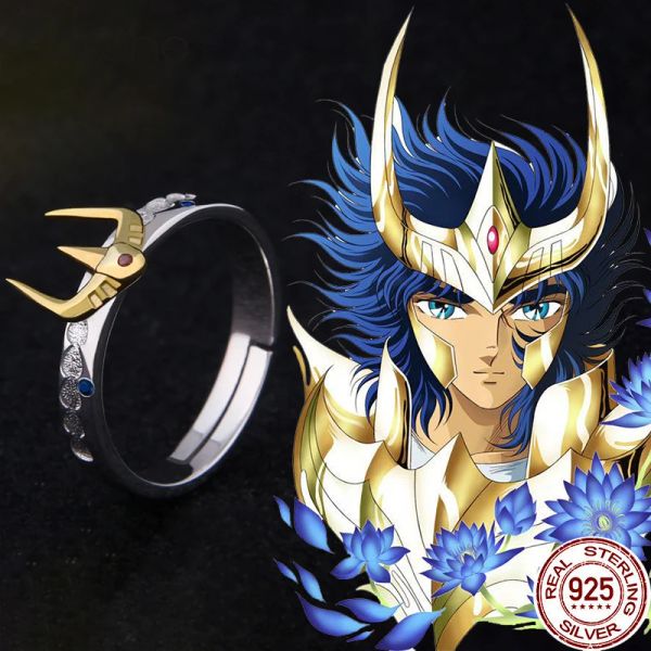 Collar Anime Saint Seiya Myth Myth Phoenix Ikki Cosplay 925 Sterling Silver Anillo ajustable Mujeres Men Cos Props Joyería Regalo de cumpleaños