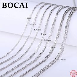 Collar Bocai Sterling Silver S999 Collar para mujeres Men New Fashion Three Circle 1.22.8 mm Weavenchain Argentum Jewelry's Gift