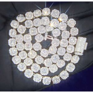 Collier et Bracelet en diamant Moissanite personnalisé Vvs, chaîne à maillons cubains en argent S925, grande chaîne de Tennis à dos solide de 8mm 12mm, Hi 3985